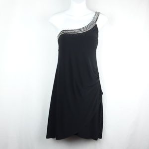 Beautiful Black Dress w/Crystal One Shoulder